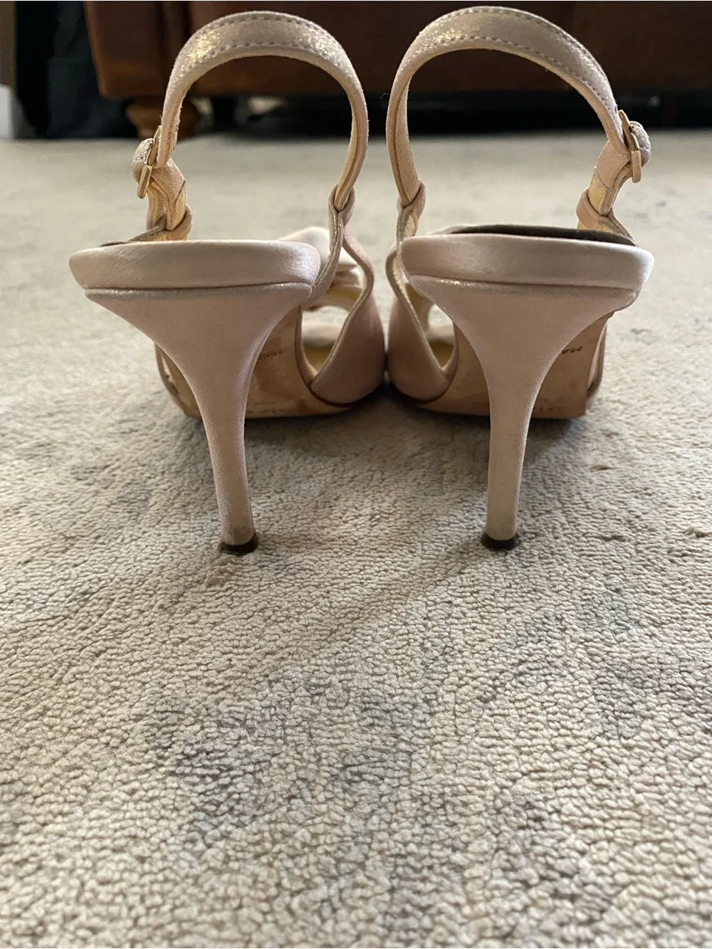 Kate Spade Rosette Stiletto Heels Champagne Gold Shimmer 7 Luxury Satin Rose